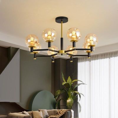Multi Head Glass Hanging Lamps E27 4000K 6000K Hanging Glass Globe Modern Hanging Lamps