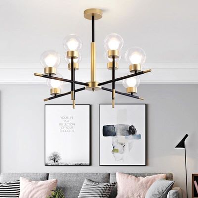 Nordic Glass Ball Modern Hanger Light E27 Bewerkte ijzertak Decoratieve kandelaar lichten ODM