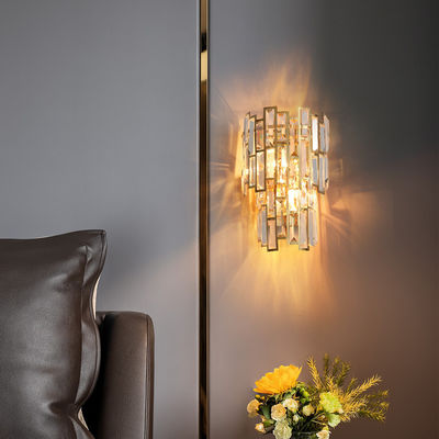 AC220V roestvrij staal Modern Crystal Wall Lights Clear Tiered Crystal Wall Sconce