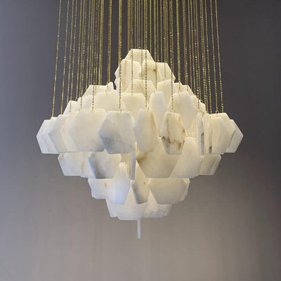 Hexagonale vorm Marmeren plafond licht Wit Moderne hanger licht 3000K