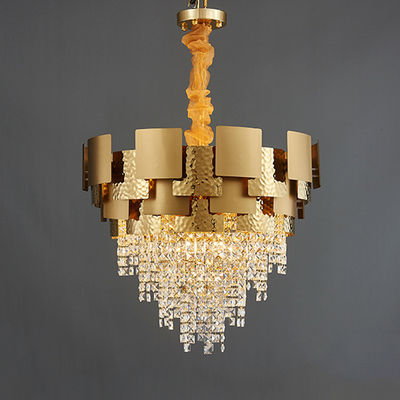 Van de Kroonluchterkristallen van het titanium de Gouden Glas van de de Luxetegenhanger Lichten 6m2 aan 25m2