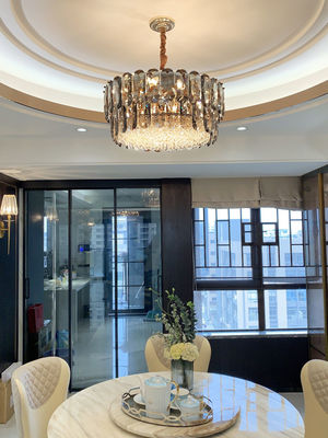 E14 Rookgrijze hangerlamp Roestvast Moderne kristal kandelaar Plafondlichten