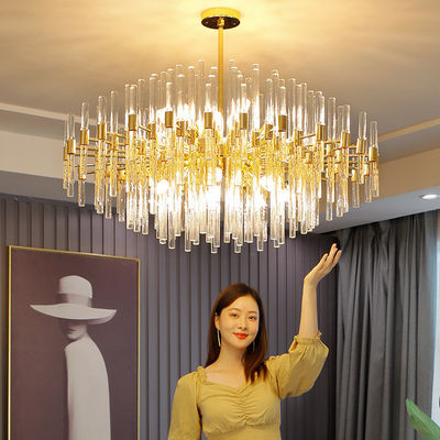 LED K9 Crystal Entrance Chandelier E14 6500K Luxe Plafondlichten Goud kristal