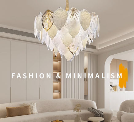 E14 Elektroplatering Crystal Glass Entryway Chandelier met glazen bladeren