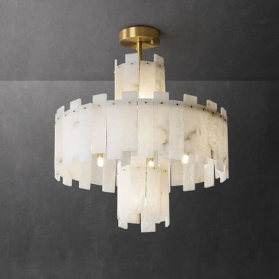 IJzeren Scagliola High End hanglampjes met marmeren lampenscherm