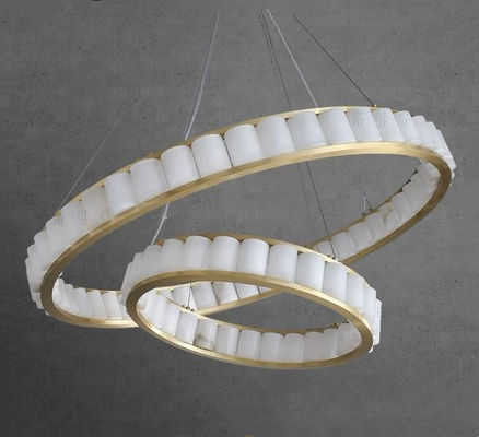 Op maat gemaakte cirkelvormige verlichting in Nordieke stijl Alabaster Modern hanglamp voor voorhuis en trappengebied