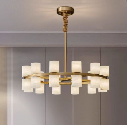 Hoge kwaliteit Spaanse mode decoratie Marmeren lamp Europese woonkamer Hoog plafond Klassiek kwartssteen ronde kandelaar
