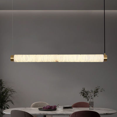 Moderne minimalistische ontwerper creatieve lange cilinder natuurlijke alabaster hangende lichten Luxe LED restaurant bar decoratie alabaster lichten