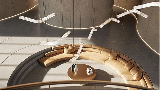 Moderne luxe LED hanger licht Fabrieksprijs Grote alabaster kroonluchter Designer Restaurant Hotel Office DIY Verlichtingsarmaturen