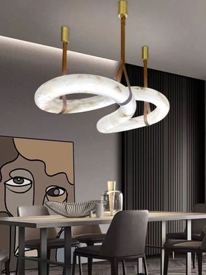 Modern Figure Eight Shape Design Woonkamer Keuken Eiland Spaans Natuurlijk Alabaster Kandelaar Hanglamp