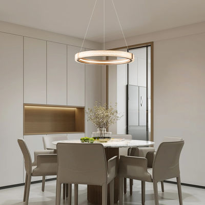 Ronde moderne hangende noordelijke kroonluchter creatief kristal zand ijzer acryl 3CCT Dimmable LED hanger lampen voor de woning