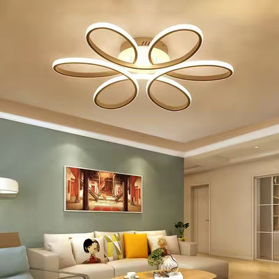 Verduisterbaar goud oppervlak gemonteerd Led Acryl plafond licht minimalistische creatieve ring hangend licht bloemvorm modern