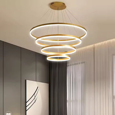 Moderne LED hanglamp Eetkamer Ronde hanglamp Licht 4 ringen Verstelbare anodiserende kandelaar Hanglamp