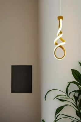 Moderne LED gedraaide aluminium kroonluchter dimbare keuken eetkamer enkel hangende lamp aluminium en siliconen goud LED kroonluchter
