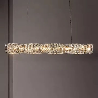Moderne lineaire kristalkroonluchter Bar rechthoekige kroonluchter Aanpassing Eetkamer hanger lichten