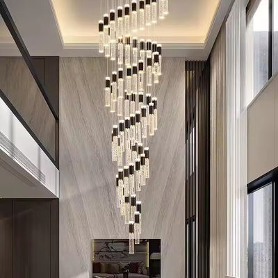 Prachtige kristal villa draaiknop hanger licht modern eenvoudig hotel woonkamer duplex kandelaar led trap licht