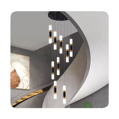 Binnenwoning Trap Moderne hoge plafond kandelaar met dimmable aluminium acryl LED-lampen