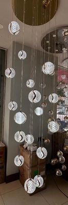 Villa Hotel Loft Trap Hangend Licht Inrichting Design Moderne Acrylische gegolfde bal hanglamp Met LED-lichtstrook