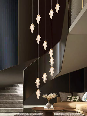 Moderne woonkamer villa draaiend acryl traplamp Led Art bloem acryl kroonluchter Custom goud luxe hotel trap decoratief licht