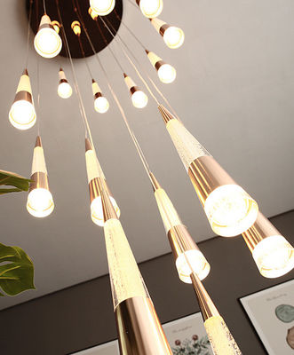 Home Luxe Decoratieve Moderne Villa Woonkamer Hotel Hangend Hangend Hangend Licht Aluminium Ronde LED Patch Bulb Type Double Head Fried Flower Bubble Chandelier