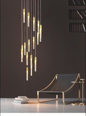 LED patch bulb moderne lange kristalstaaf hanglamp voor luxe design in woonkamer eetkamer of trap