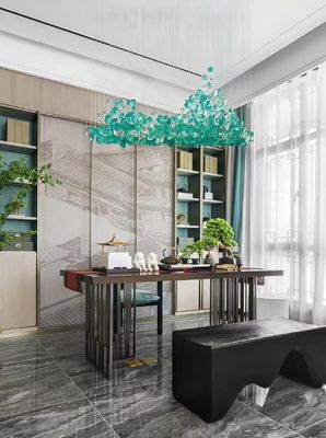 Custom Modern Hotel Lobby Villa Groene Steen Art Kroonluchter LED Luxe Verlichting