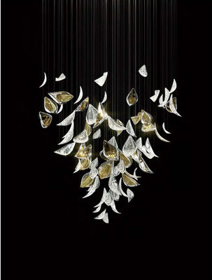 Op maat gemaakte hotel lobby kristal kroonluchter modern luxe decoratief groot glas blad led hanglamp