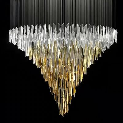 Moderne driehoek kroonluchter goud wit transparant glas kroonluchter licht luxe grote kroonluchter niet-standaard maatlamp