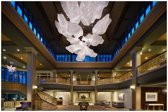Contemporary Crystal Custom Design Lotus Flower Grote Kandelaar Hanglamp Licht Voor Hotel Lobby