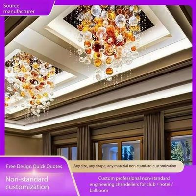 Moderne Decoratieve Kristallen Meerdere Kleuren Bubble Glass Ball Kroonluchter Gebruikt voor Hotel Lobby Tafel Huwelijk Custom Lobby Lange Trap Grote Grootte Luxe Project Led Glass Ball Kroonluchter Hanglamp