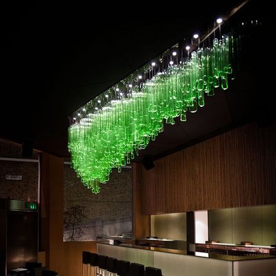 Modieus Art Decor Groene glazen buis kandelaar Voor restaurant Receptie Hotelkamers Op maat gemaakt En LED Lichtbron
