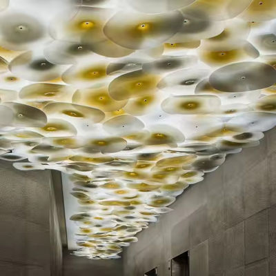 Moderne stijl Glas Decoratie Verlichting Hotel Lobby Custom Grote Project Indoor LED Hand Blown Glass Art Kroonluchter
