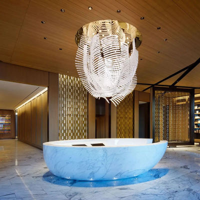 Creative Crystal Light Custom Modern Luxury White Art Ceiling Chandelier Voor Hotel Lobby Met Speciale Vorm En Breed Spanningsbereik