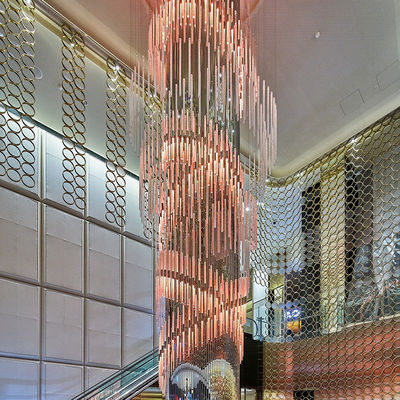 Hoog plafond hotel lobby Moderne kristal kroonluchter met glazen schaduw en AC 165-265V ingangsspanning