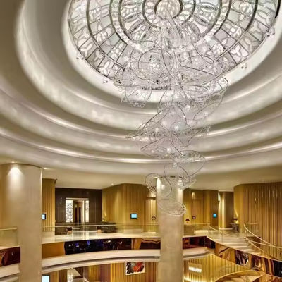 Crystal Non Standard Engineering Custom Hotel Hall kandelaar Banketzaal Crystal Ball Mesh Metal Engineering Lamp