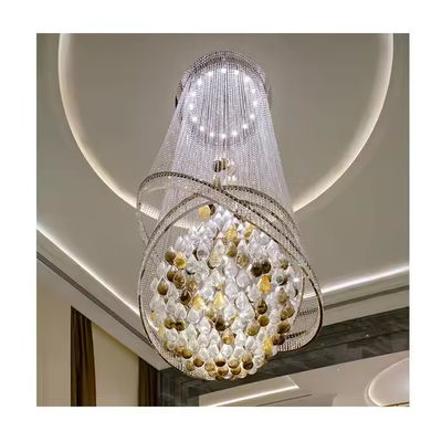 Op maat gemaakte moderne luxe grote hoge plafond veelkleurig hangend glas kristalglas kroonluchters voor hotels villa's