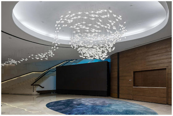 Op maat gemaakte hotellobby versierde kandelaars hangende hanglamp winkelcentrum villa woonkamer led licht visvormig glas
