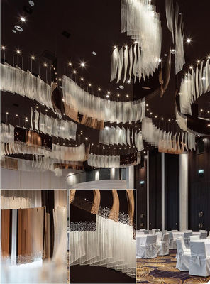 Ribbon Fan Glass Custom Hotel Lobby Senior Club Luxe Hoog Plafond Moderne Kroonluchter