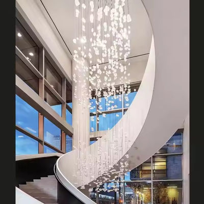 Grote glazen steen licht luxe kunst Custom kroonluchters voor hotel trap hangende lamp