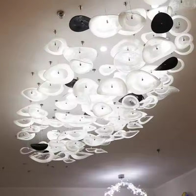 Wit glas hanger kunst glas hotel lobby villa woonkamer luxe glazen plafond led decoratieve kroonluchter