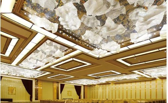 Met de hand geweven kristalwolk kandelaar Custom kristal lint lamp Art Deco hoge plafond kandelaars