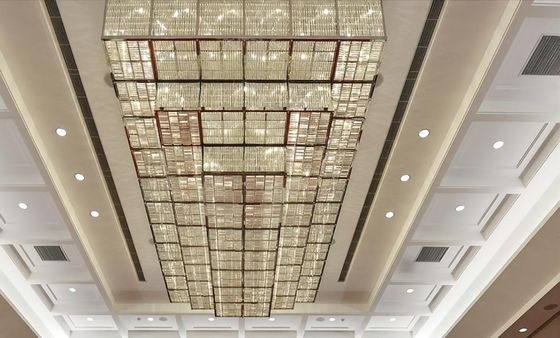 Moderne Grote Opbouw Rechthoekige K9 Kristallen Kroonluchter Lobby Hanglamp Banketzaal Kroonluchters