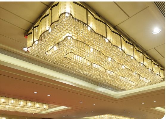 Gouden Hanglampen Helder Kristal Rechthoekige Kroonluchter Salon Woonkamer Eetkamer Binnenverlichting Hanglamp Grote Plafond Hotels
