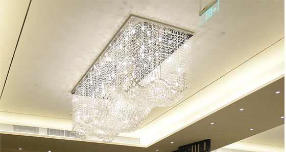 Op maat gemaakte moderne woonkamer LED-golf rechthoekige snaar Kristallenlamp Hoteltechniek Kristallen hangende kandelaars