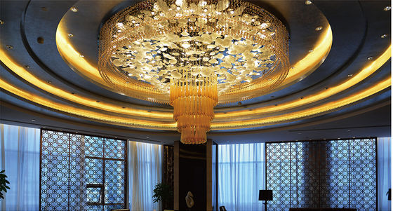 Postmoderne stijl op maat gemaakte kroonluchter hotellobby business center grote kristallen luxe ronde waterdruppel hanger LED plafondlamp