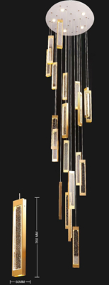 Nieuwe moderne luxe goud licht kristal kandelaar Loft Led hanger lichten hotel lobby trap hoog plafond kandelaars lamp