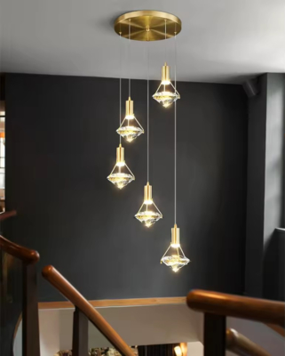 Noordse Luxe Moderne Binnenhotel Villa Restaurant Diamantvormige Decoratieve Creatieve Kristallen Hanglamp