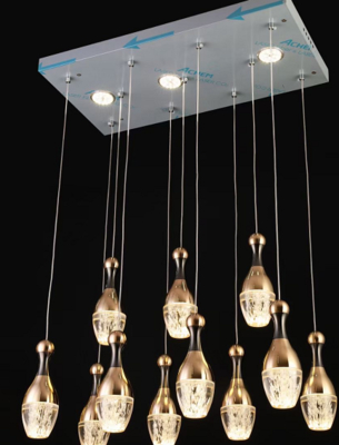Aanpasbare Entree Kroonluchter Bowlingbal-Vormige Postmoderne Kristallen Kroonluchter Aluminium Kleine Hanglamp Decoraties voor Thuis Trapverlichting