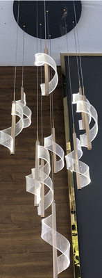 Moderne trap reusachtige spiraal kandelaars hotel draaiende kandelaar duplex loft trap led hanglamp