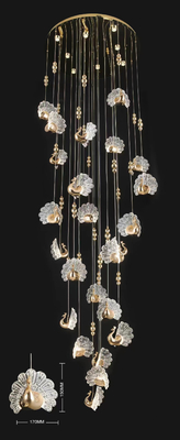 Duplex wenteltrap ophaal lege kroonluchter Pauw bruiloft LED plafondlamp kroonluchter acryl decoratieve hanglampen voor het podium en hotel